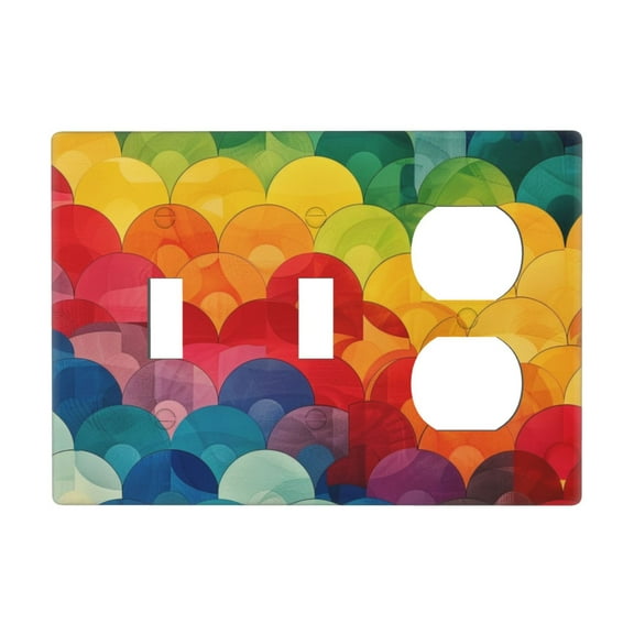 Vibrant Pattern Colorful Waves Dynamic Switch Cover Decorative Wall Plate 3-Gang 2-Toggle 1-Duplex Standard Size