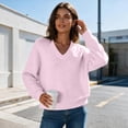 thumbnail image 5 of Liuinsasek Womens Fuzzy Sweater Fashion Casual V-Neck Oversized Long Sleeve Soft Fluffy Knit Pullover Top for Fall/Winter Lounge Outfits, 5 of 9