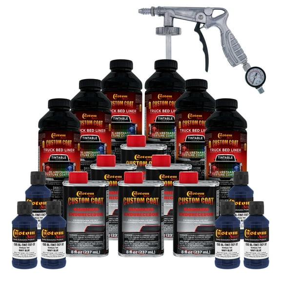 Custom Coat 35048 Navy Blue Urethane Spray-On Truck Bed Liner, 1.5 Gallon Kit with Spray Gun