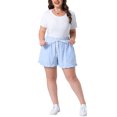 thumbnail image 2 of Agnes Orinda Women's Plus Size Boxer Shorts Ruffle Shorts Elastic Waist Drawstring Summer Casual Lounge Cute Short with Pocket 4X Light Blue, 2 of 6
