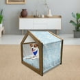 thumbnail image 3 of Winter Pet House, Pattern Night Sky with Soft Colored Stars New Year Theme, Outdoor & Indoor Portable Dog Kennel with Pillow and Cover, 5 Sizes, Pale Blue Yellow White, by Ambesonne, 3 of 5