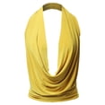 thumbnail image 2 of A2Y Women's Sexy Drape Front Deep V-Neck Cowl Neckline Halter Backless Party Club Top Yellow S, 2 of 6