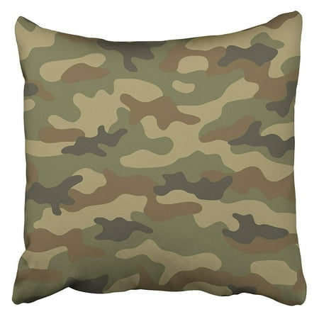 ARHOME Green War Camouflage Pattern Khaki Camo Abstract Military Style Hunting Canvas Pillowcase Cushion Cover 16x16
