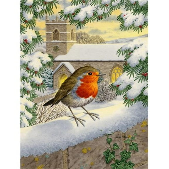 European Robin Waiting Flag Garden Size