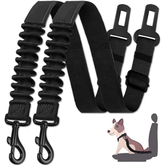Adjustable Dog Car Seat Belt, Dog Car Harness,Elastic Nylon Pet Vehicle Safety Leash, Universal Dog Travel Restraint for Most Cars