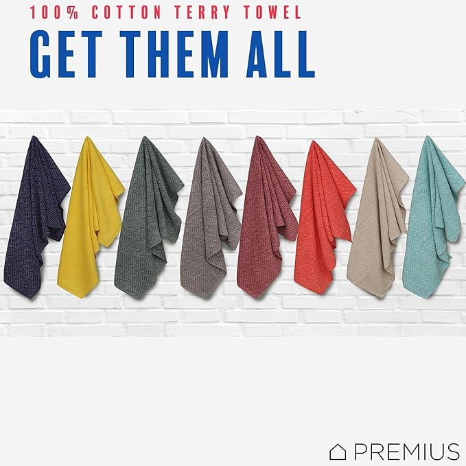 PREMIUS 2 Pack Chevron 100% Cotton Yarn Dyed Bath Towel, Sunstruck-Yellow, 27x54 Inches