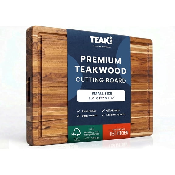 Teakhaus Teak Wood Carving Board with Juice Groove, Knife Friendly 16" x 12" x 1.5" Cutting Boards