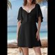 thumbnail image 2 of Vestido Mini Elegante con Escote en V Profundo y Lazo en Color Negro M, 2 of 8