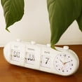 thumbnail image 3 of veasfak Horloge de Bureau en Métal avec Support Manuel Numérique Rétro, Blanc, 3 of 9
