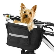 Collapsible Bike Basket Detachable Bicycle Handlebar Front Basket Bag Pet Carrier Bag for Shopping Commuting