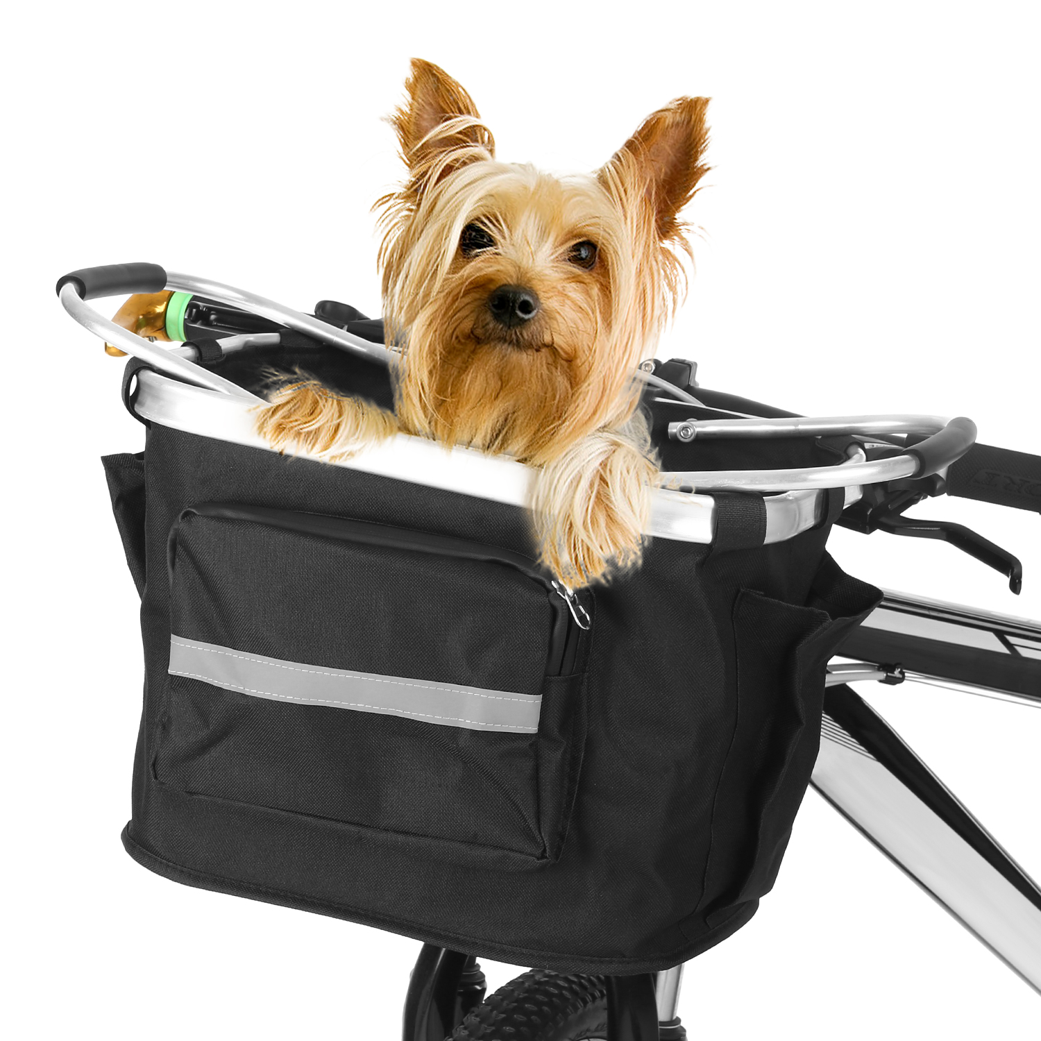 Collapsible Bike Basket Detachable Bicycle Handlebar Front Basket Bag Pet Carr H