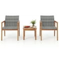 thumbnail image 1 of Gymax 3 Pieces Outdoor Furniture Set Acacia Wood Frame Sofa Set w/ Rattan Seat, 1 of 9