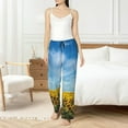 thumbnail image 4 of Cauagu Blooming Sunflower Field Pajama Pants for Women Loose Fit Wide Leg Trouser Pants Casual Elastic Waist Drawstring Lounge Pants, 4 of 6