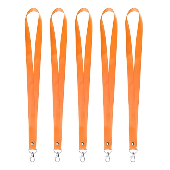 Uxcell 5-Pack Lanyards for ID Badges, Orange 0.78 in Wide Keychain Flat Neck Lanyard Strap with Swivel Hook Clip ID Holder Folder