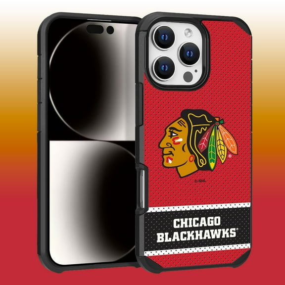 Apple iPhone 16 Pro Max (6.9) - NHL Licensed Chicago Blackhawks Team Logo on Jersey Textured Dual Layer Case