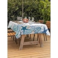 thumbnail image 3 of Outdoor Tablecloth with Umbrella Hole for Patio/Picnic/Party/Camping, Teal Blue Coastal Waterproof Table Cloth Rectangle Table Cover Washable, Summer Beach Nautical Coral Starfish (60"x 84"), 3 of 9