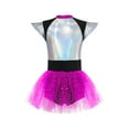 thumbnail image 6 of Aislor Kids Girls Alien Shiny Metallic Sequins Dance Leotard Tutu Dress Cosplay Party Fancy Costume Hot Pink 16, 6 of 7