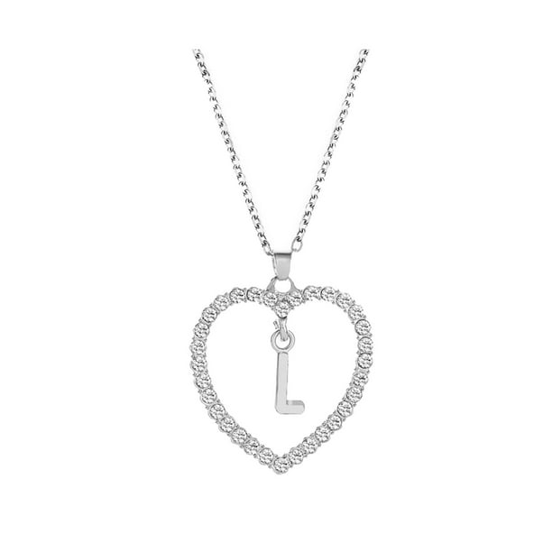 Collar para mujer, joyería para mujer, collar con colgante para mujer, joyería con alfabeto, collar con corazón para amantes, regalos, collar de aleación