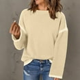 thumbnail image 4 of HongQid Sweaters for Women Fashion Solid Crewneck Loose Fit Long Sleeve Contrast Cable Knit Pullover Sweater Jumper Tops, 4 of 8
