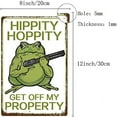 thumbnail image 2 of 1pc Frog Warning Sign Hippity Hoppity Get Off My Property Tin Sign Wall Decor Art Metal Poster Vintage, 2 of 7