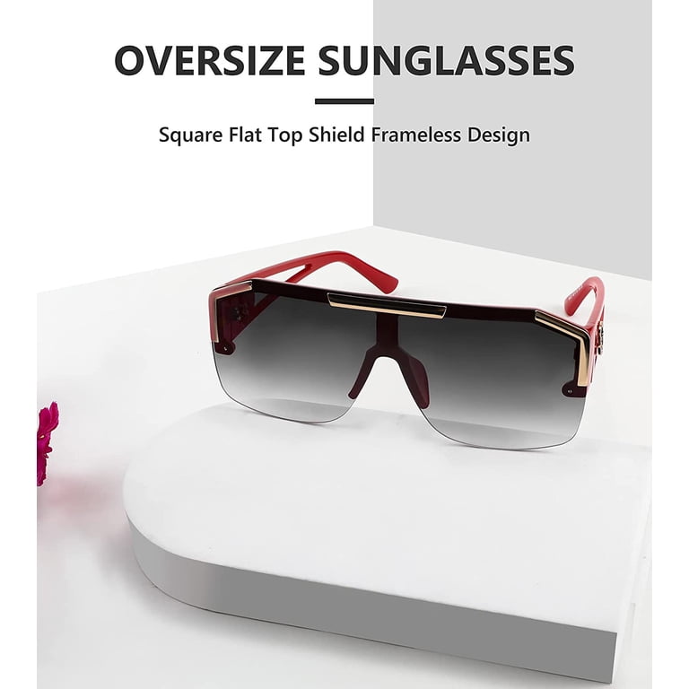 FEISEDY Square Flat Top Shield Sunglasses One Piece  display picture 1
