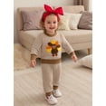 thumbnail image 6 of BemeyourBBs Girls Thanksgiving Outfits Turkey Embroidery Striped Sweatshirt Pants, 6 of 9