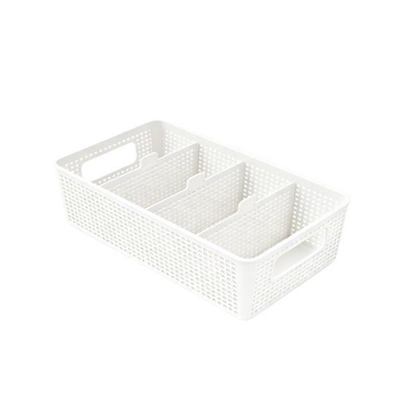 Plastic Divided Storage Basket With Removable Inserts Multi Compartment Organizer For Home Office And Bathroom