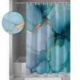 thumbnail image 3 of Marble Texture Shower Curtain Set ，Waterproof Fabric Shower Curtains Teal Gold Crack Abstract Impressionist Shower Curtains for Bathroom,Bathroom Decor 72"x72", 3 of 6