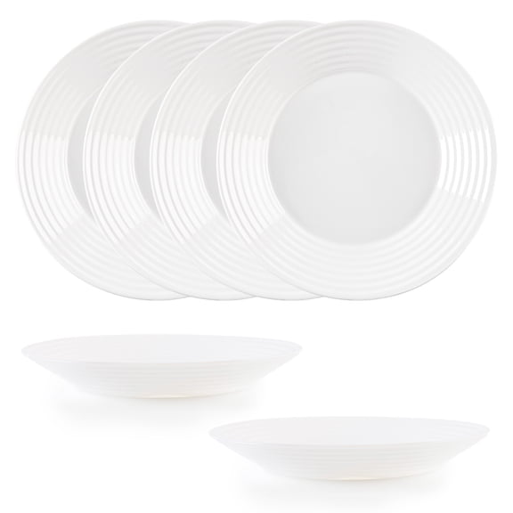 WIJENRA Modern Round Glass Salad Appetizer Plates, Microwave Safe, Dishwasher Safe, Smooth Glaze, 7 Inch, Set of 6