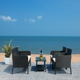 thumbnail image 2 of SAFAVIEH Outdoor Collection Aboka 4-Piece Patio Set Black/Beige, 2 of 11