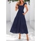 thumbnail image 4 of Vestido largo PRETTYGARDEN de algodón azul marino con cuello cuadrado para mujer, 4 of 9
