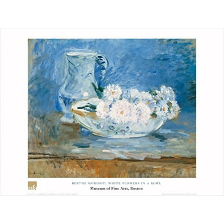 - White Flowers A Bowl by Berthe Morisot 24x32 Art Print Poster Floral Still Life Famous Painting