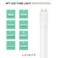 thumbnail image 4 of Luxrite LED 4FT T8 Tube light 18W=32W, 3000K Soft White, 2000 Lumens, Damp Rated, ETL Listed, G13 6-Pack, 4 of 6