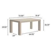 Plank+Beam 72 Modern Dining Table for 6, Solid Wood Rectangular Dining Table for Kitchen/Dining Room, Seashell Wirebrush
