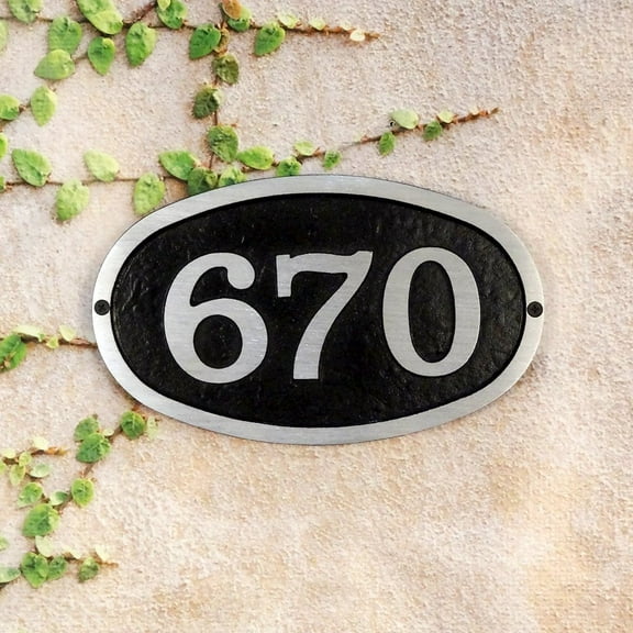 Special Lite Products Horizontal Cast Aluminum Address Plaque with Brushed Aluminum Numbers