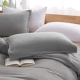 thumbnail image 3 of Duvet Cover,100% Washed Microfiber 3pcs Bedding Duvet Cover Set,Solid Color - Soft and Breathable with Zipper Closure & Corner Ties (Light Gray, Twin), 3 of 5
