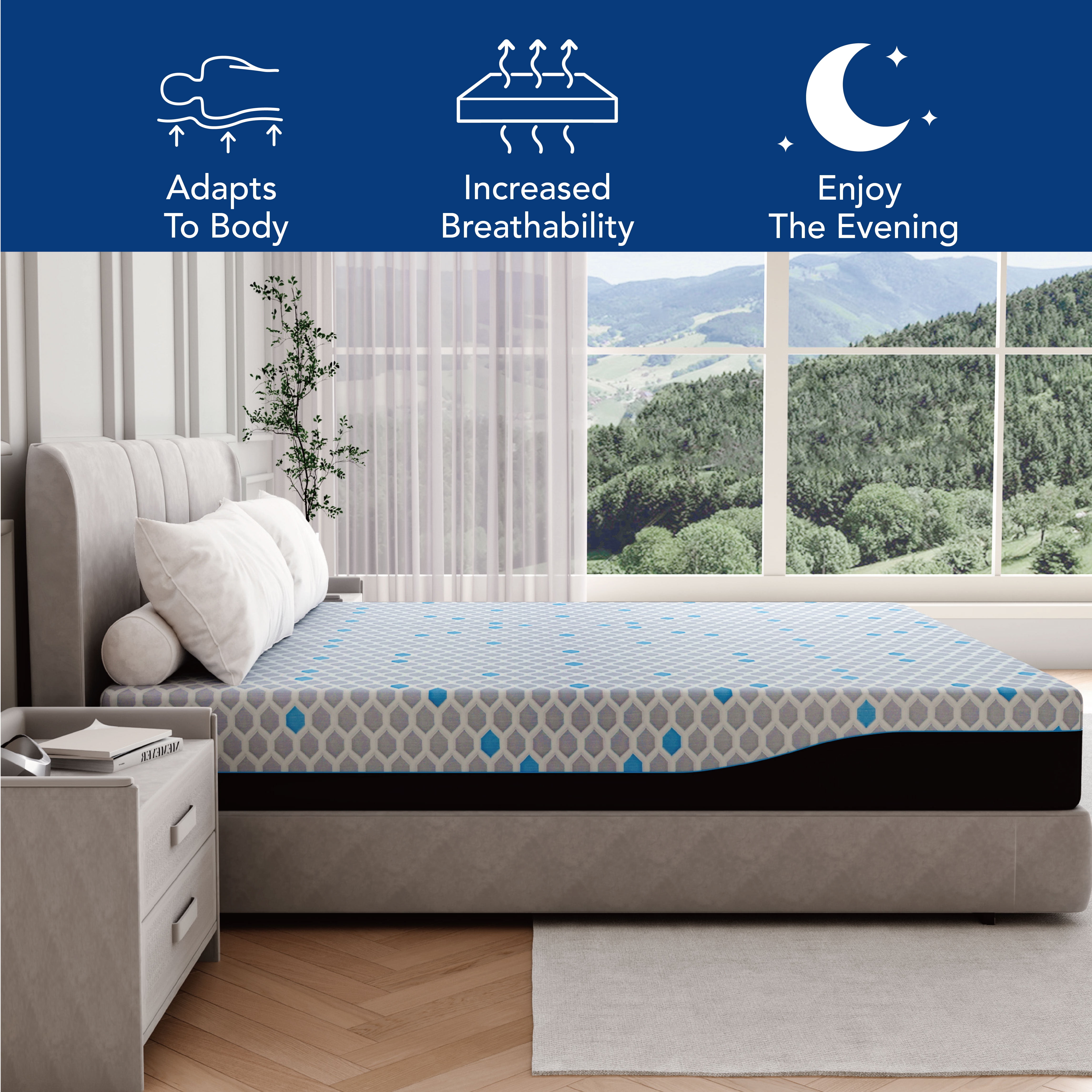 EGOHOME Charcoal 10" Gel Memory Foam Mattress，Twin Mattress in a Box，Medium