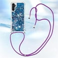 thumbnail image 4 of Long Crossbody Lanyard Clear Case for Samsung Galaxy A14 with Adjustable Neck Strap, Glitter Sparkly Bling Quicksand Phone Cover Cases for Samsung Galaxy A14 4G/ 5G QKG Blue, 4 of 14