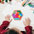 thumbnail image 3 of MasteelfCA 1 Set Wooden Hexagon Puzzle Geometry Shape Pattern Blocks Brain Teaser Toy, 3 of 7