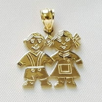 14k Yellow Gold BOY and Girl Pendant/Charm, Made in USA