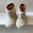 thumbnail image 2 of DMDUOU Toddler Girls Faux Fur Snow Boots Fluffy Furry Mid Calf Boots Winter Warm Outdoor Flat Boots Beige 27, 2 of 7