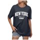 thumbnail image 1 of Camiseta informal de manga corta con hombros descubiertos y estampado de letras en inglés para mujer., 1 of 4