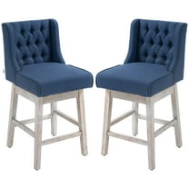 HOMCOM Counter Height Bar Stools Set of 2, 180 Swivel Barstools Blue