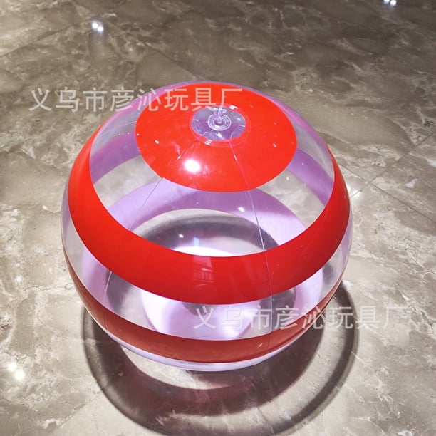 KAKOWELY Pelota de playa inflable transparente con rayas para fiestas de verano en la playa y la piscina. Pelota divertida para decorar fiestas y divertirse en familia.