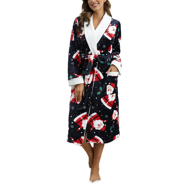 Peignoir Long d'Hiver pour Femmes en Molleton Doux et Pelucheux, Robe de Chambre, Pyjama, Tenue de Nuit