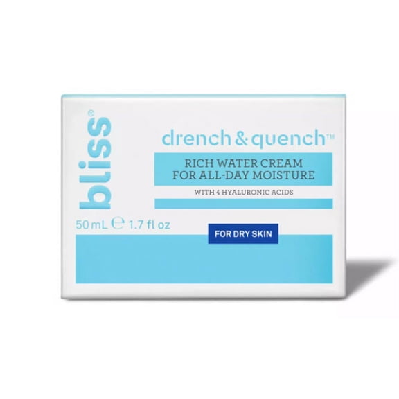 bliss Drench & Quench For Dry Skin Rich Water Cream For All-Day Moisture - 1.7oz
