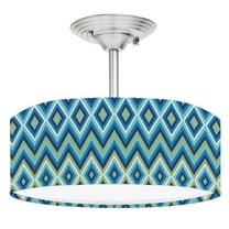 888 Cool Fans DR-0001131 Blue & Green Chevron 2 Light Brushed Nickel Drum Style LED Lamp Fixture