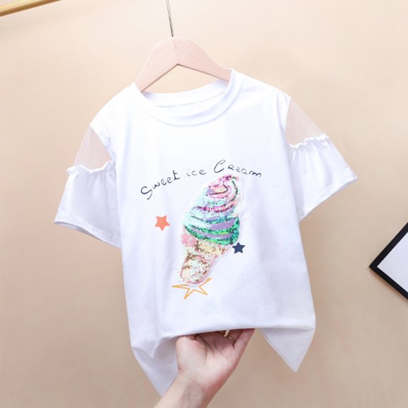 Cethrio Kids T-Shirts Girls and Boys Summer White Shirts Size 6Y