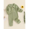 thumbnail image 3 of Musuos Baby Boys Spring Fall Jumpsuit, 3M 6M 12M 18M Long Sleeve Turn-down Collar Solid Romper Casual Newborn Clothes, 3 of 9