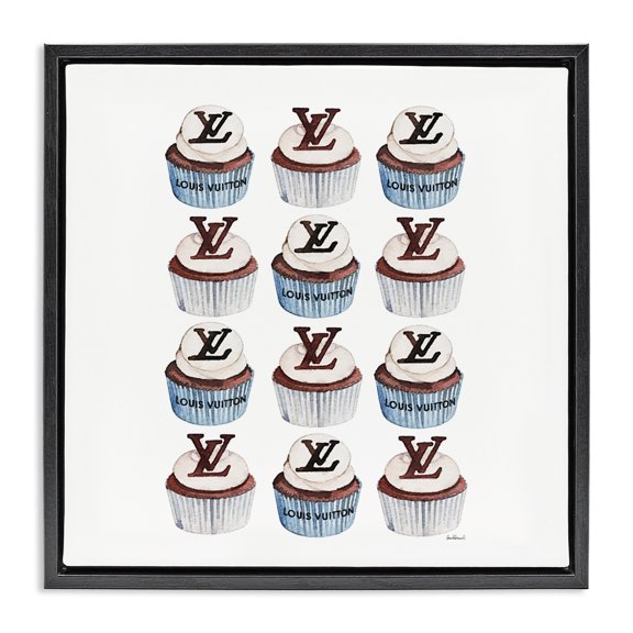 Stupell Industries Art Deco Blue Glam Brand Cupcakes Black Floating Frame Canvas Art, 18 x 18, by Amanda Greenwood